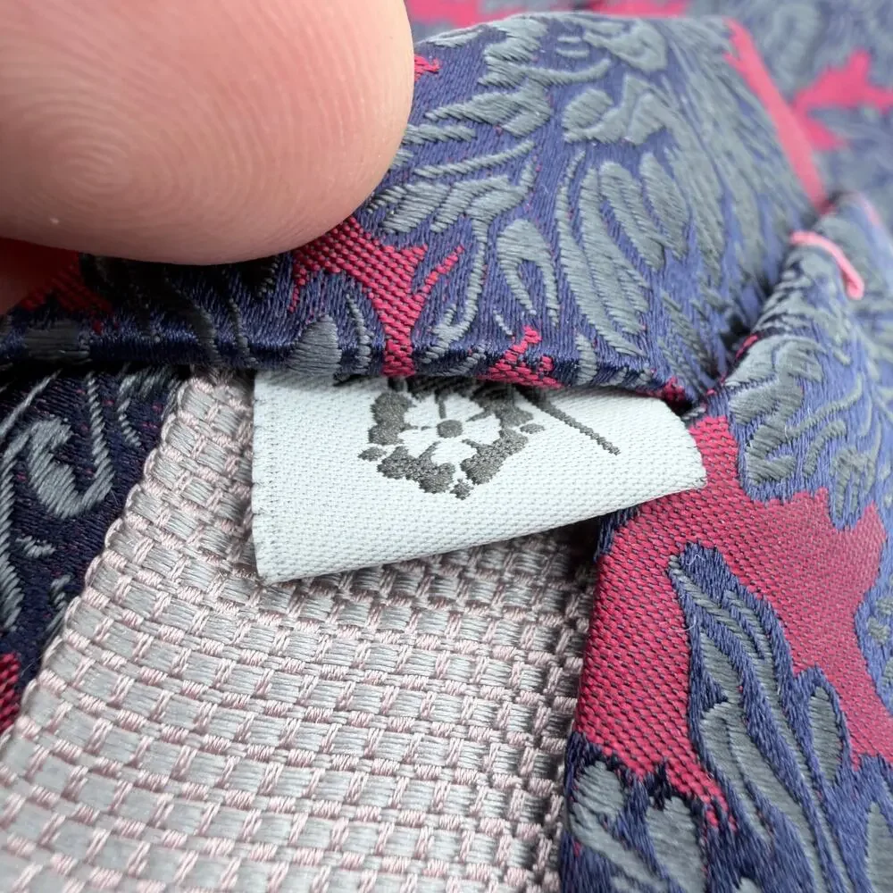 Penrose London 100% Silk Tie Burgundy Gray Floral Made in England